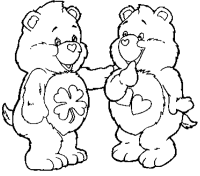 A coloring page of care bears